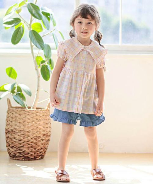 チュニック他　き！ちゃん 綿混ゆるシルエット配色ドッキングチュニック＜大きいサイズ有