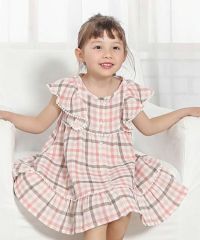 ピッピ チェック柄と花柄の半袖ワンピース Biquette Club ワンピース | キムラタンオンラインストア