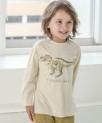 Tシャツ アーティスト「QP」プリント 恐竜 恐竜プリントTシャツ カットソー ワンポイント シーイン メンズ