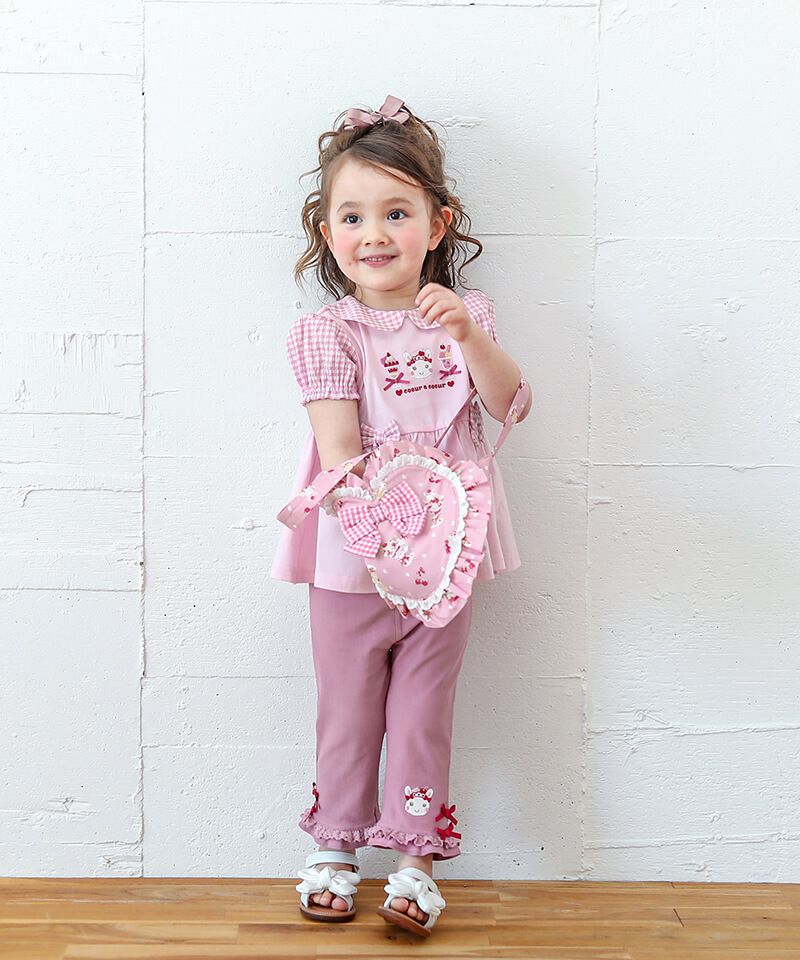 【kids kimuページ】ハート刺繍×フリル×ハートキルティング coeur a coeur パフェ柄ハートバッグ | キムラタンオンラインストア