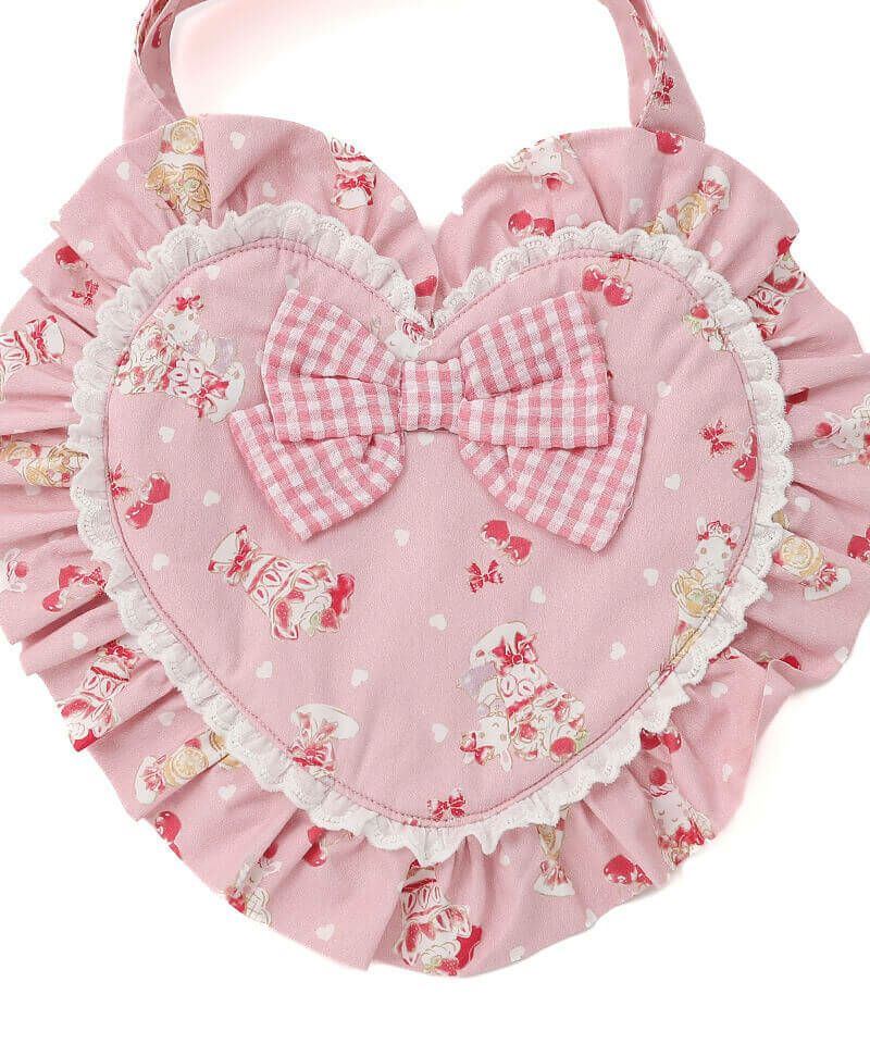 【kids kimuページ】ハート刺繍×フリル×ハートキルティング coeur a coeur パフェ柄ハートバッグ | キムラタンオンラインストア