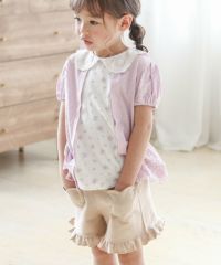 ハート柄BIGTシャツ& ハート柄フリルショートパンツ ハート柄デニムシャツ×プリーツスカパンセットアップ[at2273