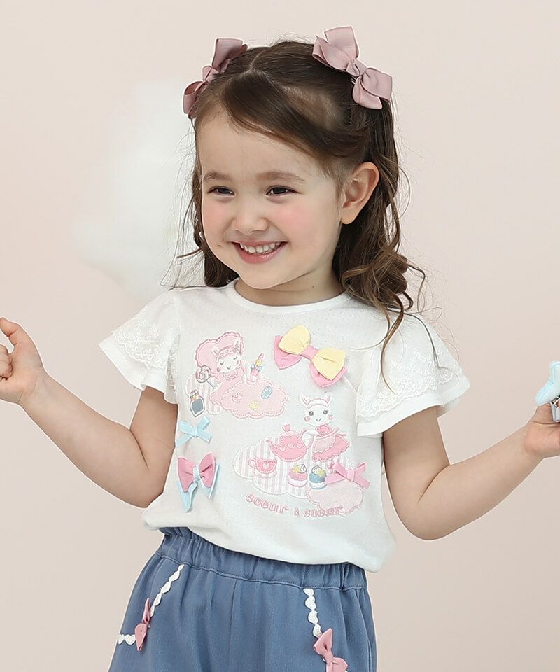 coeur a coeur フレアスリーブTシャツ