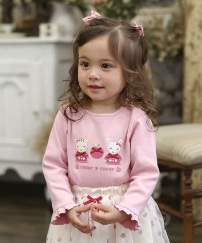 coeur a coeur  アップリケロングＴシャツ