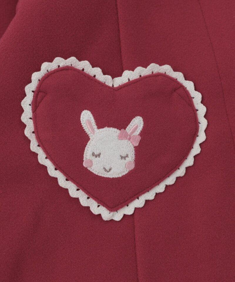 BABY うさみみファーのHeartマント 黒×白