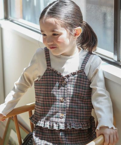 新品 150 M☆メゾピアノ☆チェック柄ジャケット×サスペンダー 新品 150 M☆メゾピアノ☆チェック柄ジャケット×サスペンダー