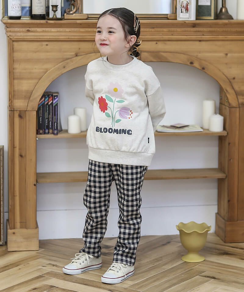 新品ストレッチ エンブレムチェック柄 ロングパンツ 4(M) ストレッチ