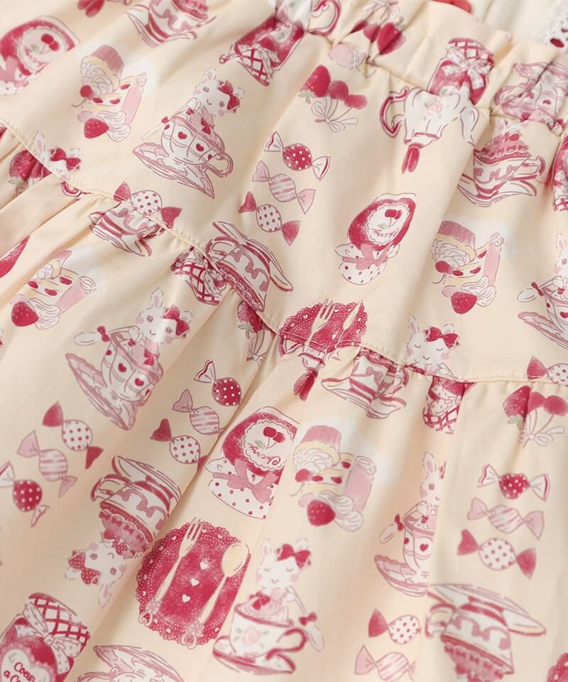 クーラクール うさ耳カーディガン&ティータイムプリントワンピース coeur a coeur ティータイムプリントドッキングワンピース