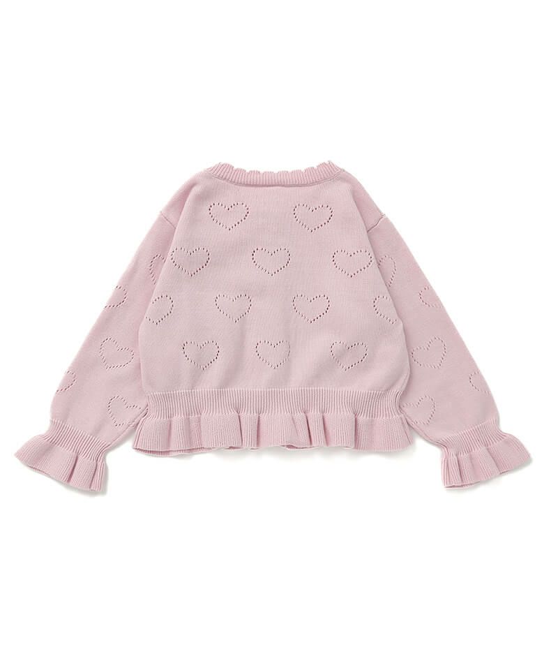 coeur a coeur ハート透かし編みコットンニットカーディガン