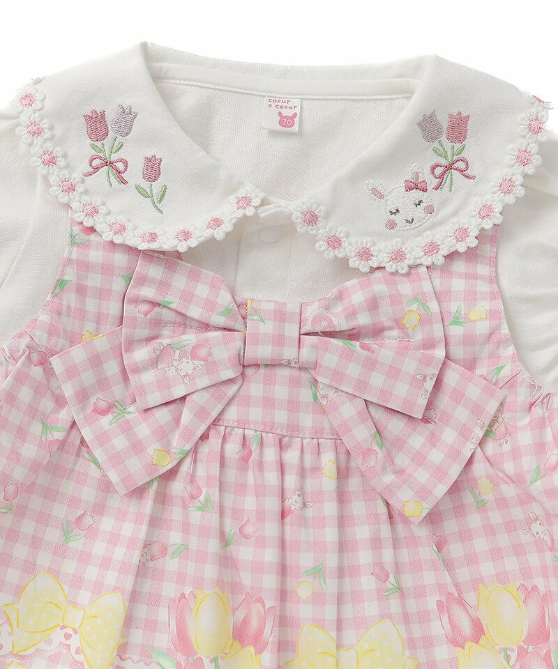 coeur a coeur チューリップギンガムチェックエプロン付き