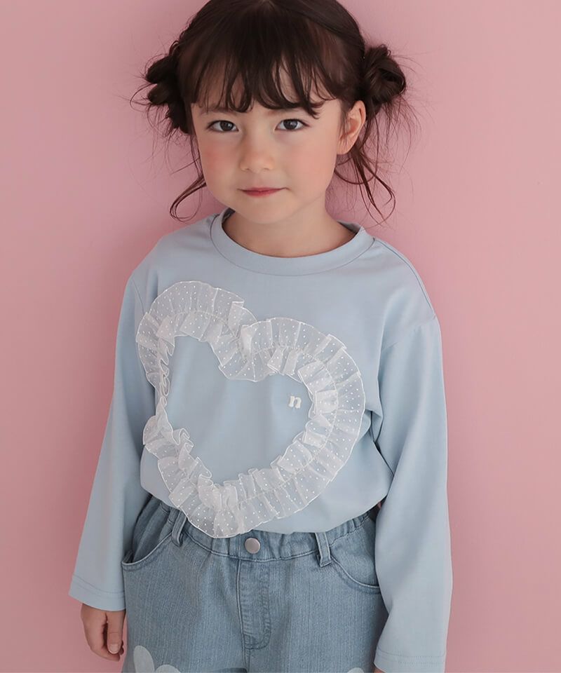 n.o.u.s ハートフリル長袖Ｔシャツ