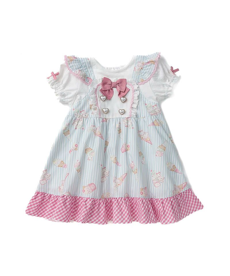 coeur a coeur アイスプリントエプロン風ドッキングワンピース