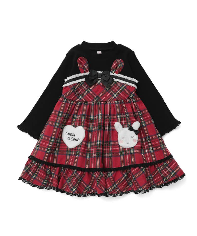 タータンチェックドッキングワンピース